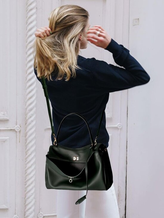 Women's Leather-Green Soft Cowhide Shoulder Satchel Purse Stylish Hand bags - Picture 2 of 6